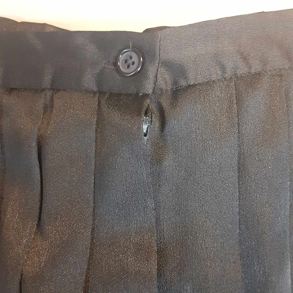 Vintage Via Sant Andrea Black Pleated High Waist Midi Skirt Size 10 - Picture 6 of 9